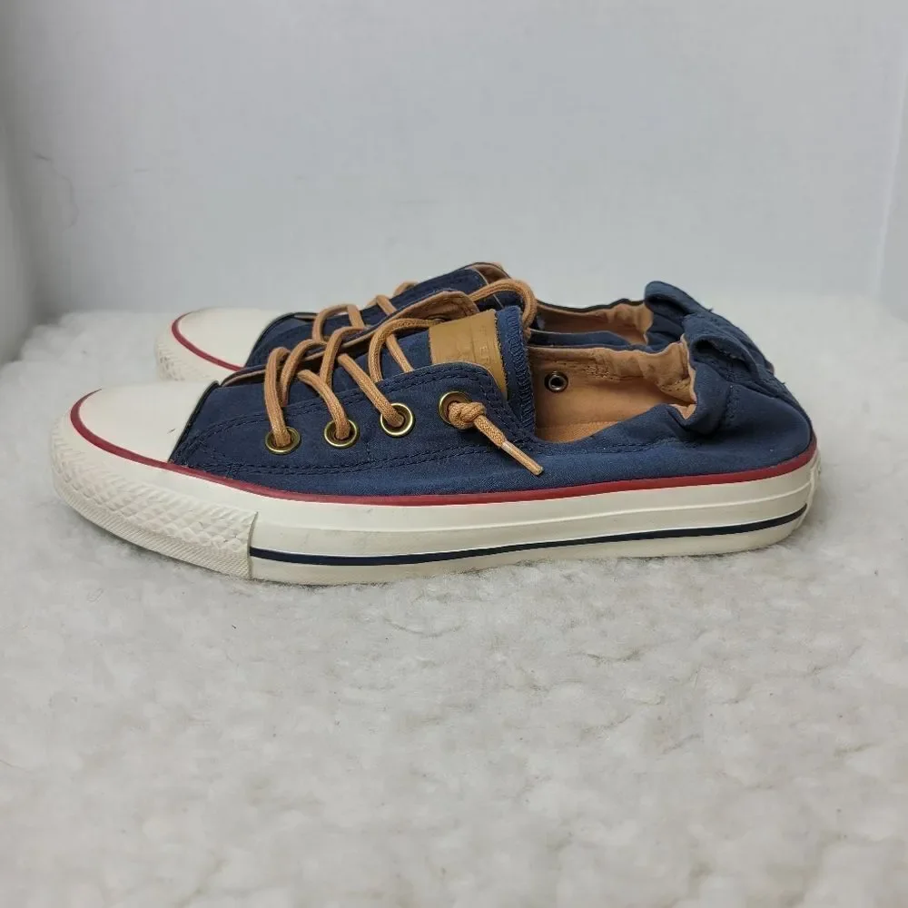 Converse Shoreline Women's Size 7 Shoes Navy Blue Leather Laces Slip On Sneakers